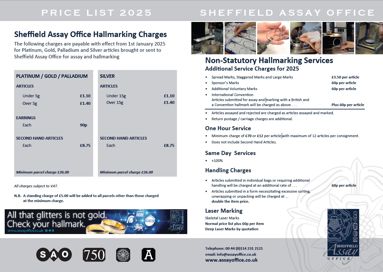 2025 Hallmarking Price List