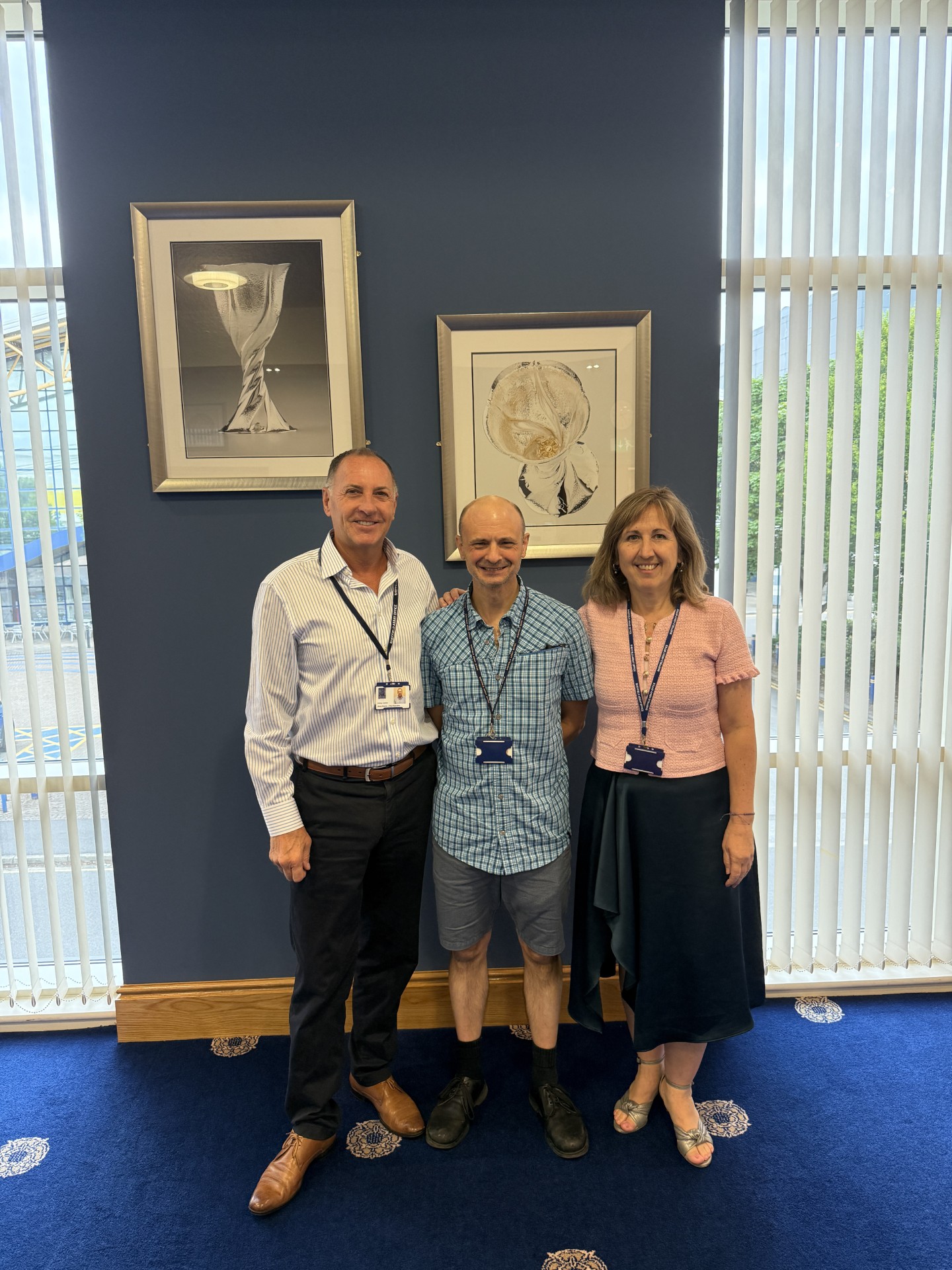 Dave Beresford with Ashley Carson and Dr Belen Morales at Sheffield Assay Office